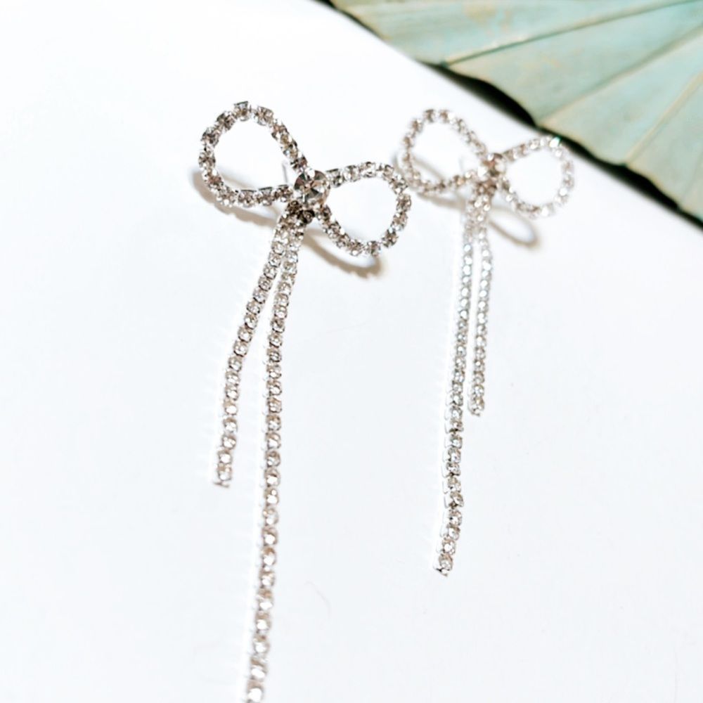 Diamond bow earrings #147 - Picture 2 of 5